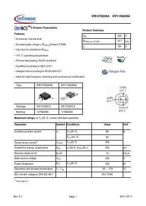 107N20NA Datasheet PDF Infineon Technologies