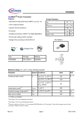 020N06N Datasheet PDF Infineon Technologies