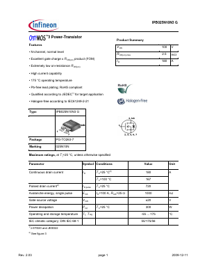 IPB025N10N3G Datasheet PDF Infineon Technologies