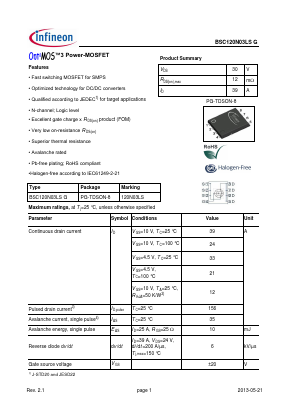 BSC120N03LSG Datasheet PDF Infineon Technologies