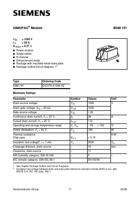 BSM191 Datasheet PDF Infineon Technologies