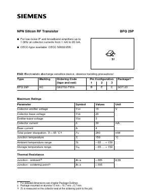 BFQ29P Datasheet PDF Infineon Technologies