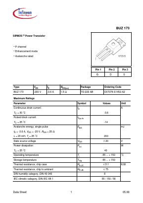 C67078-S1452-A2 Datasheet PDF Infineon Technologies