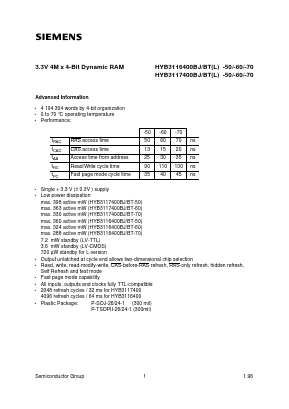 HYB3116400BJ-50 Datasheet PDF Infineon Technologies