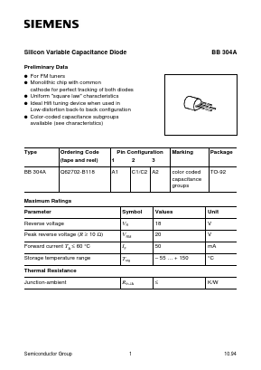 BB304A Datasheet PDF Infineon Technologies