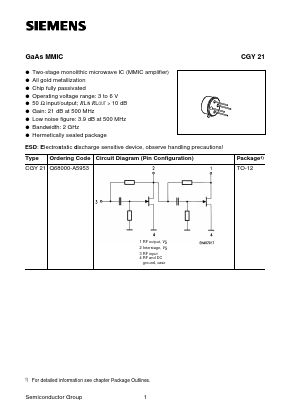 CGY21 Datasheet PDF Infineon Technologies