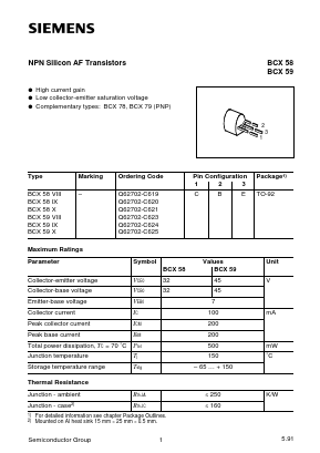 BCX58IX Datasheet PDF Infineon Technologies