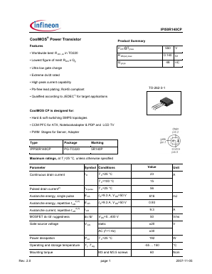 IPI50R140CP Datasheet PDF Infineon Technologies
