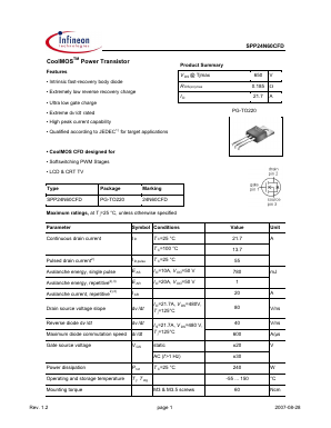24N60CFD Datasheet PDF Infineon Technologies