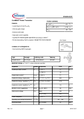 6R165P Datasheet PDF Infineon Technologies