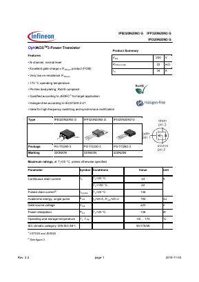 IPB320N20N3G Datasheet PDF Infineon Technologies