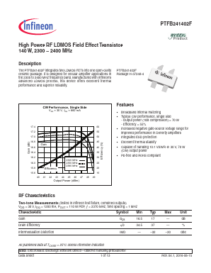 PTFB241402FV1R0XTMA1 Datasheet PDF Infineon Technologies