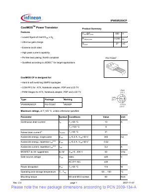 IPW50R250CP Datasheet PDF Infineon Technologies