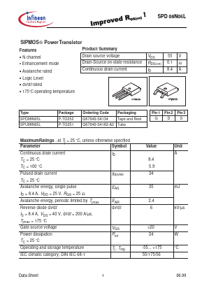 SPU08N05L Datasheet PDF Infineon Technologies