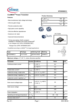 06N60C3 Datasheet PDF Infineon Technologies