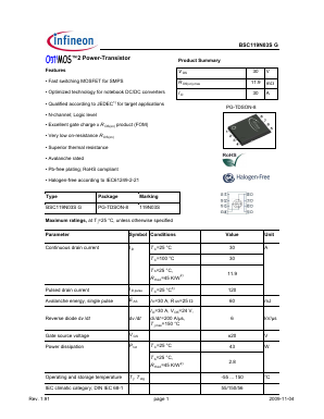 119N03S Datasheet PDF Infineon Technologies