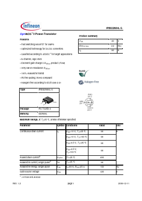 022N04L Datasheet PDF Infineon Technologies