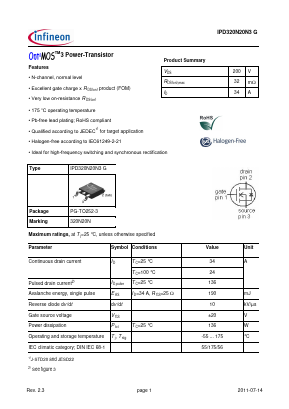 320N20N Datasheet PDF Infineon Technologies