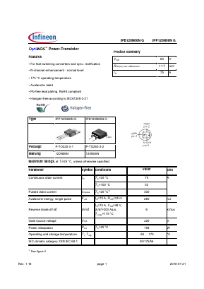 IPP120N06NG Datasheet PDF Infineon Technologies