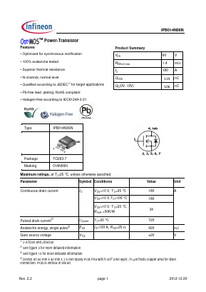 IPB014N06N Datasheet PDF Infineon Technologies