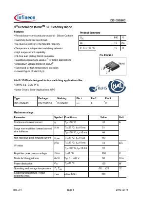 IDD10SG60C Datasheet PDF Infineon Technologies