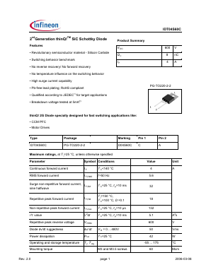 D04S60C Datasheet PDF Infineon Technologies