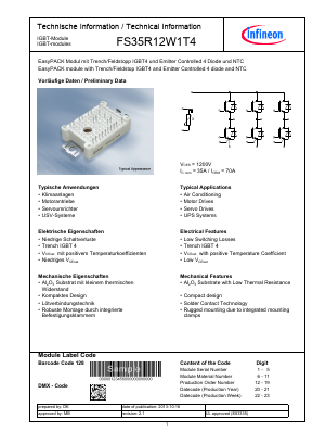 FS35R12W1T4 Datasheet PDF Infineon Technologies