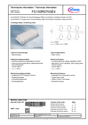 FS150R07N3E4 Datasheet PDF Infineon Technologies
