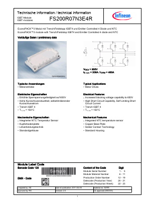 FS200R07N3E4R Datasheet PDF Infineon Technologies