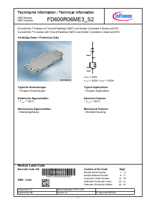 FD600R06ME3_S2 Datasheet PDF Infineon Technologies