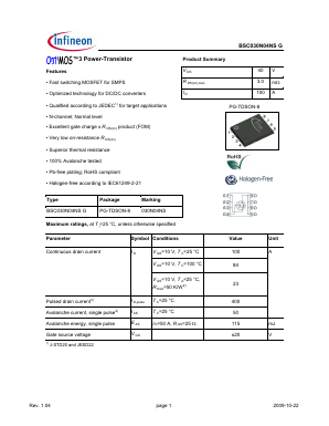 BSC030N04NSG Datasheet PDF Infineon Technologies