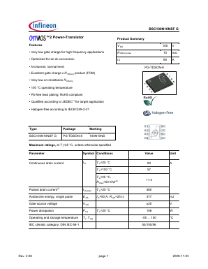 100N10NS Datasheet PDF Infineon Technologies