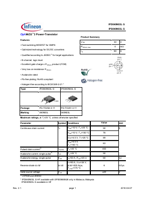 IPS040N03LG Datasheet PDF Infineon Technologies