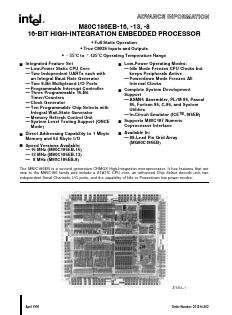 M80C186EB-13 Datasheet PDF Intel