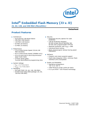 TE28F256J3D-95 Datasheet PDF Intel