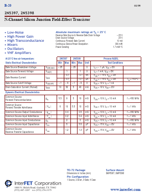 2N5397 Datasheet PDF InterFET 