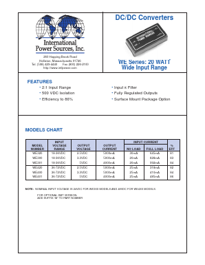 WE320 Datasheet PDF International Power DC Power Supplies