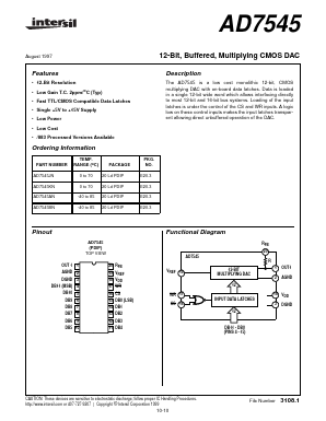 AD7545 Datasheet PDF Intersil