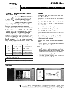 HWB3163-EVAL Datasheet PDF Intersil