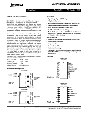 CD4017BMS Datasheet PDF Intersil
