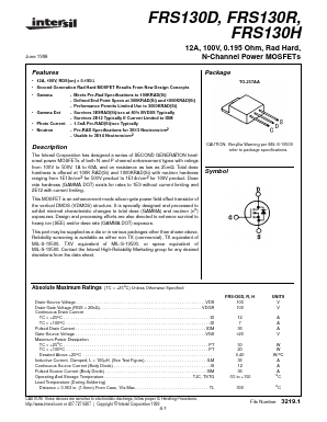 FRS130H Datasheet PDF Intersil
