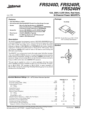 FRS240R Datasheet PDF Intersil