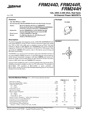 FRM244R Datasheet PDF Intersil