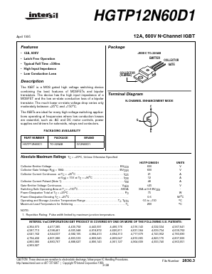 HGTP12N60D1 Datasheet PDF Intersil