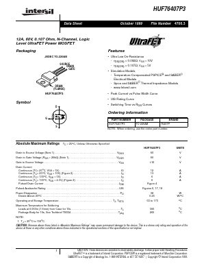 HUF76407P3 Datasheet PDF Intersil