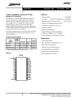 HI5960 Datasheet PDF Intersil