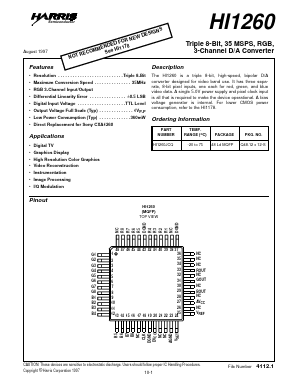 HI1260JCQ Datasheet PDF Intersil