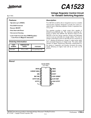 CA1523E Datasheet PDF Intersil