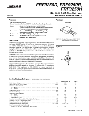 FRF9250R Datasheet PDF Intersil