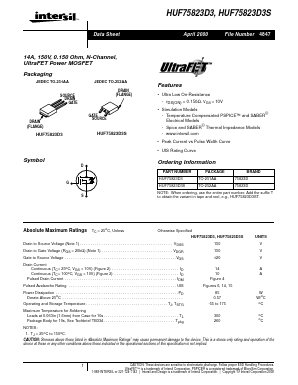 HUF75823D3 Datasheet PDF Intersil